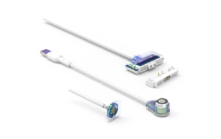 Magnetic connector charging cable attached to a device