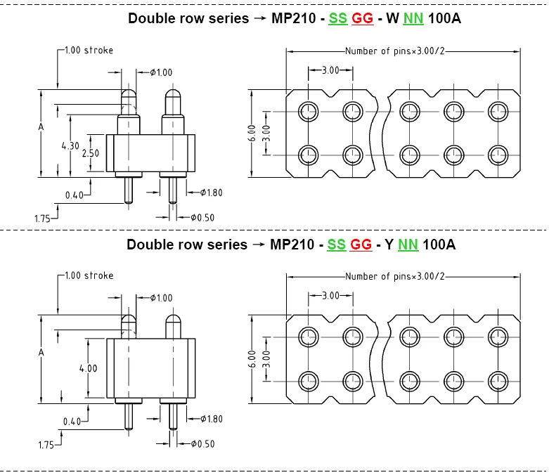 3.0mm Pitch Through-hole Pogo Pin Connector Catalog