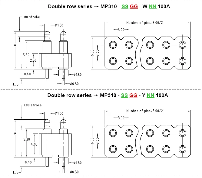 3.0mm Pitch Through-hole Pogo Pin Connector Catalog
