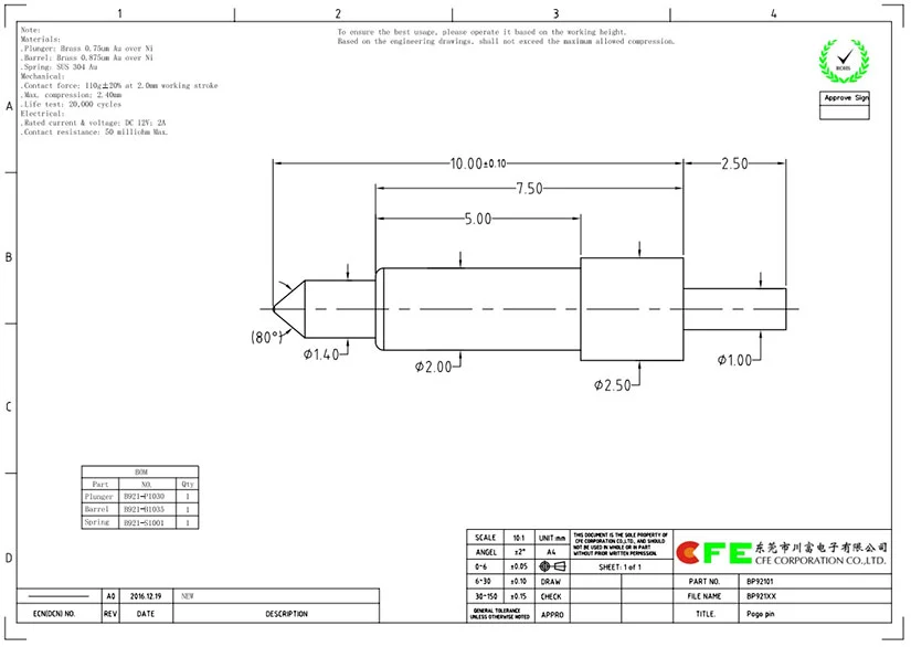 Pogo pin 2a DIP type spring pin suppliers