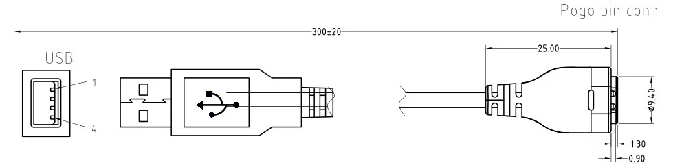 2 pin magnetic pogo pin usb connector for smart watch