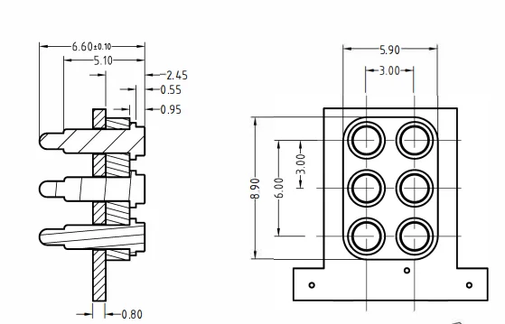6 Pin electrical connector magnetic power cable connector