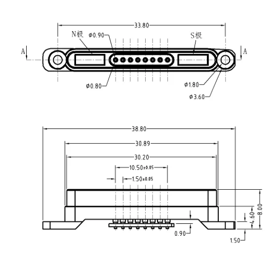8 Pin male and female magnetic electronic connectors