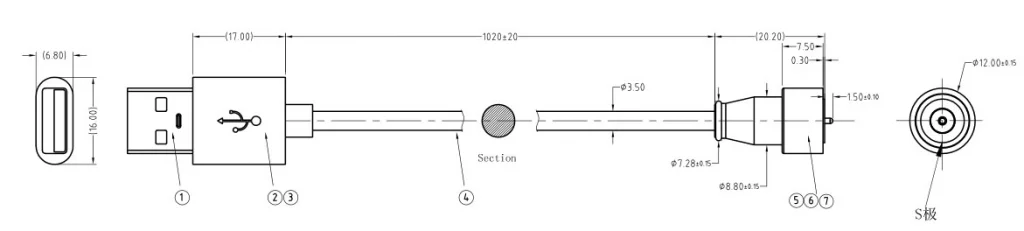 Magnetic usb cable connector with charging