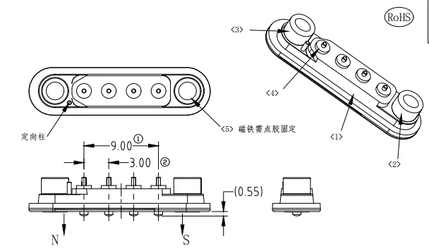 MXA0018 male end 4pin pogopin magnetic connector